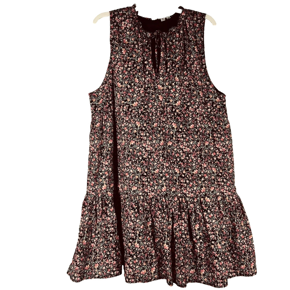 BB Dakota Cotton Dress Steve Madden Womens  X-Large Black Floral Sleeveless